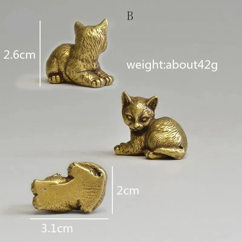 Copper Cats Figurines Tea Pets