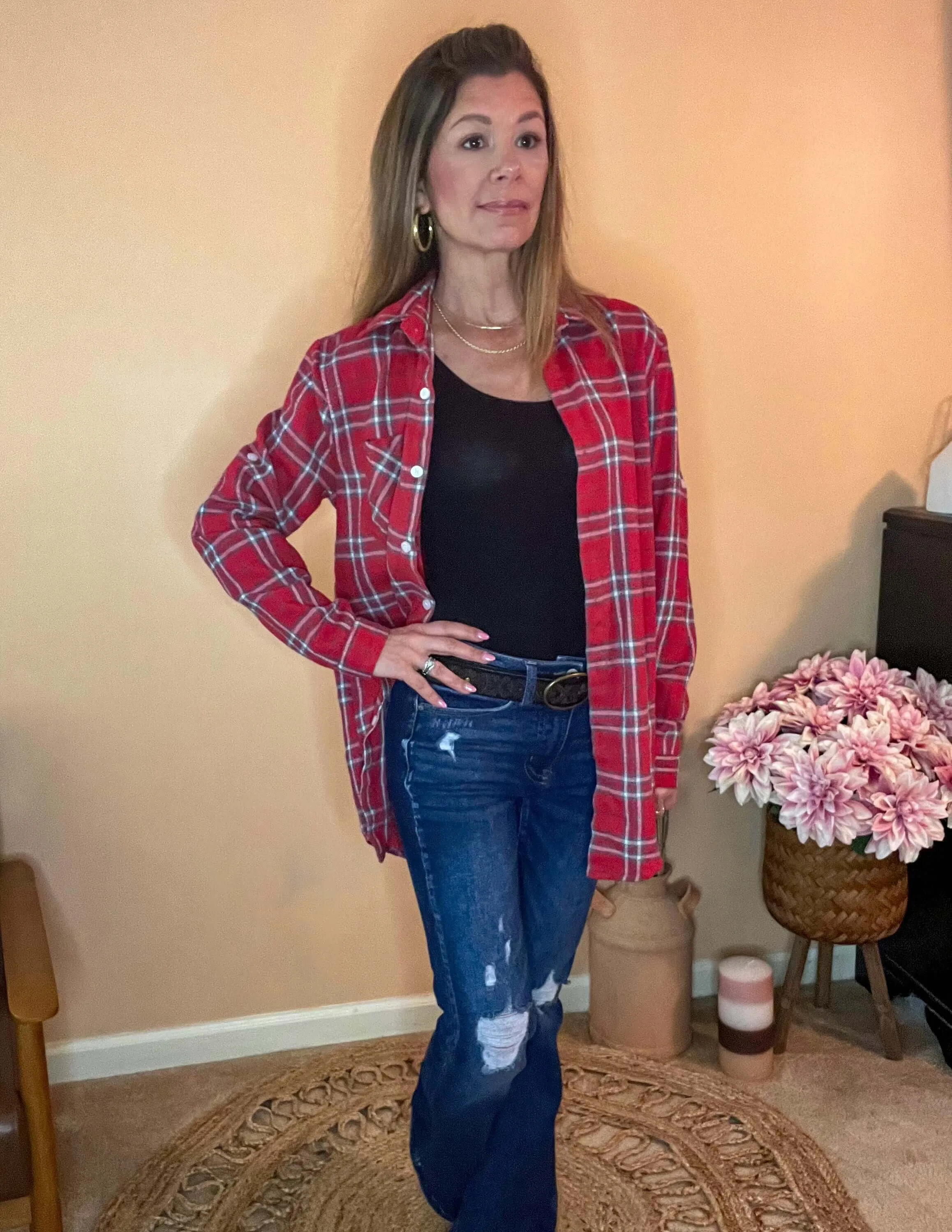 Cover Me in Plaid Shirt - Red