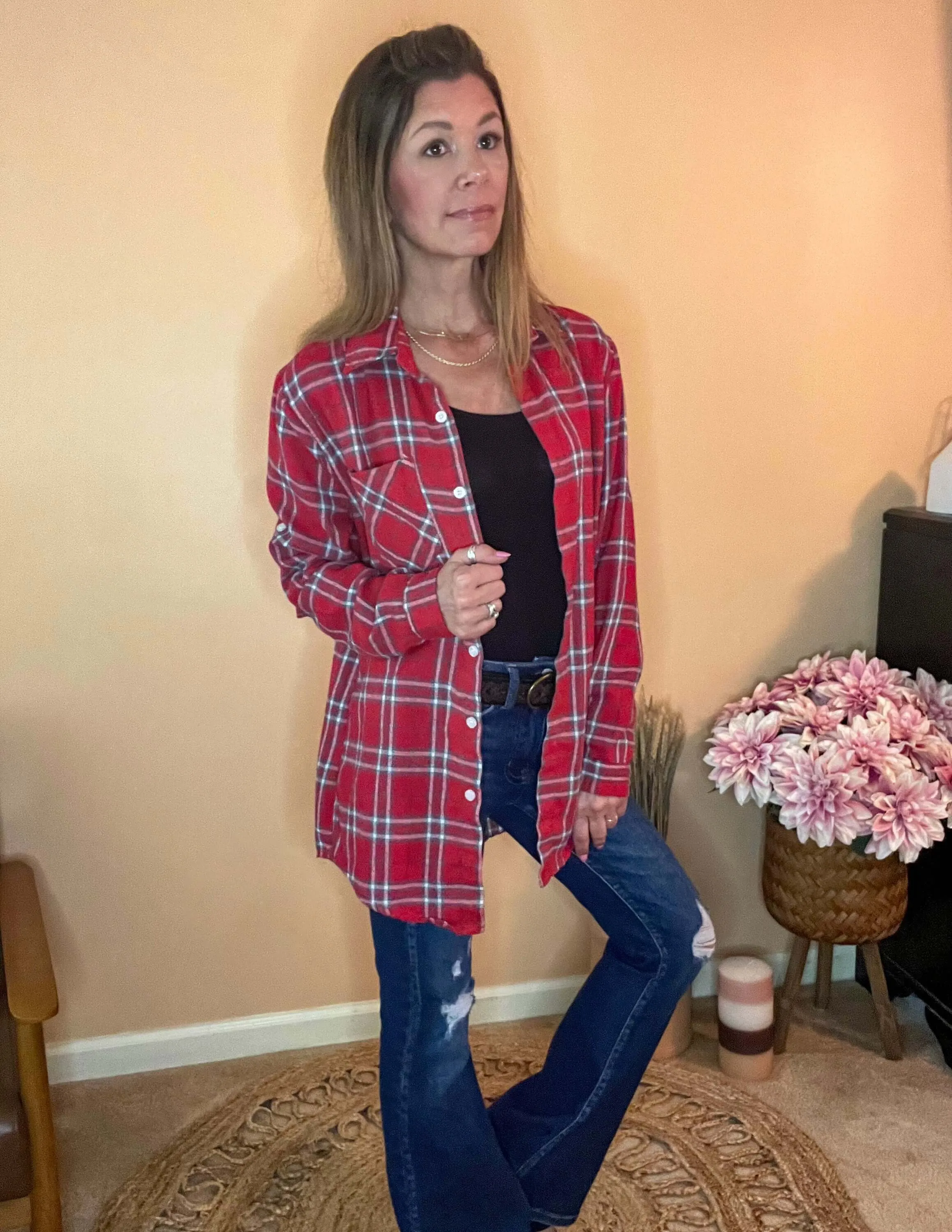 Cover Me in Plaid Shirt - Red