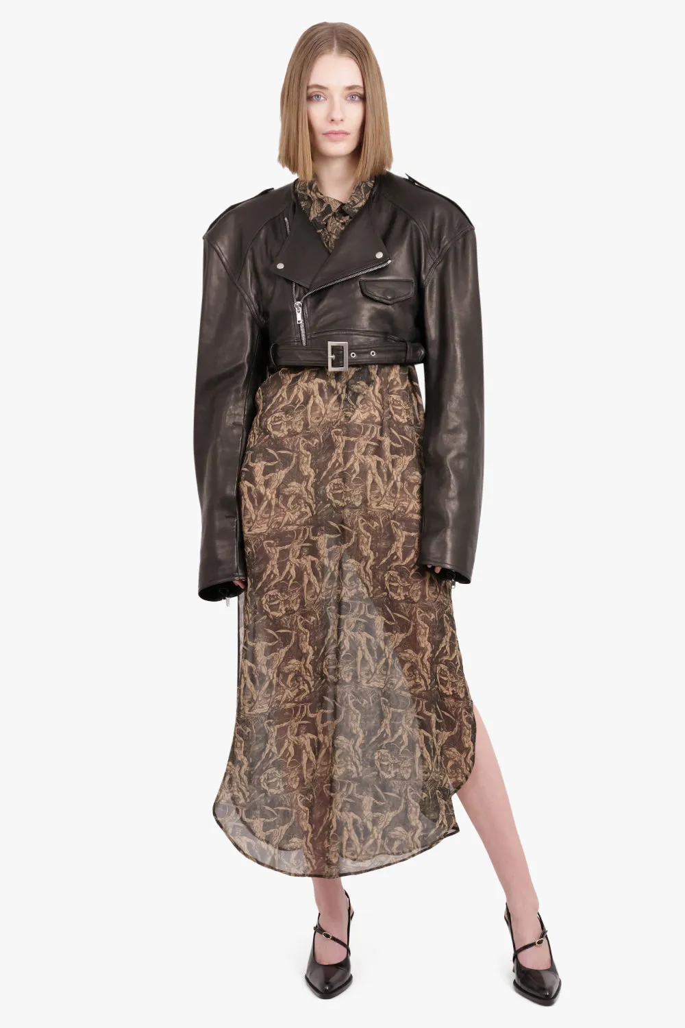 Cropped Leather Biker Jacket | Black