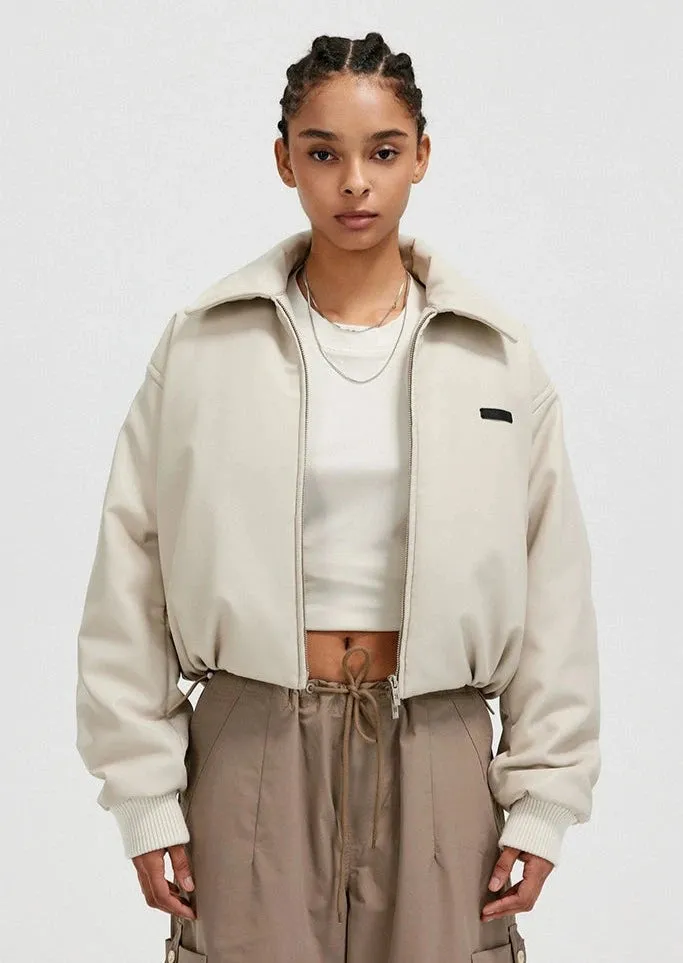 Cropped PU Leather Women Jacket