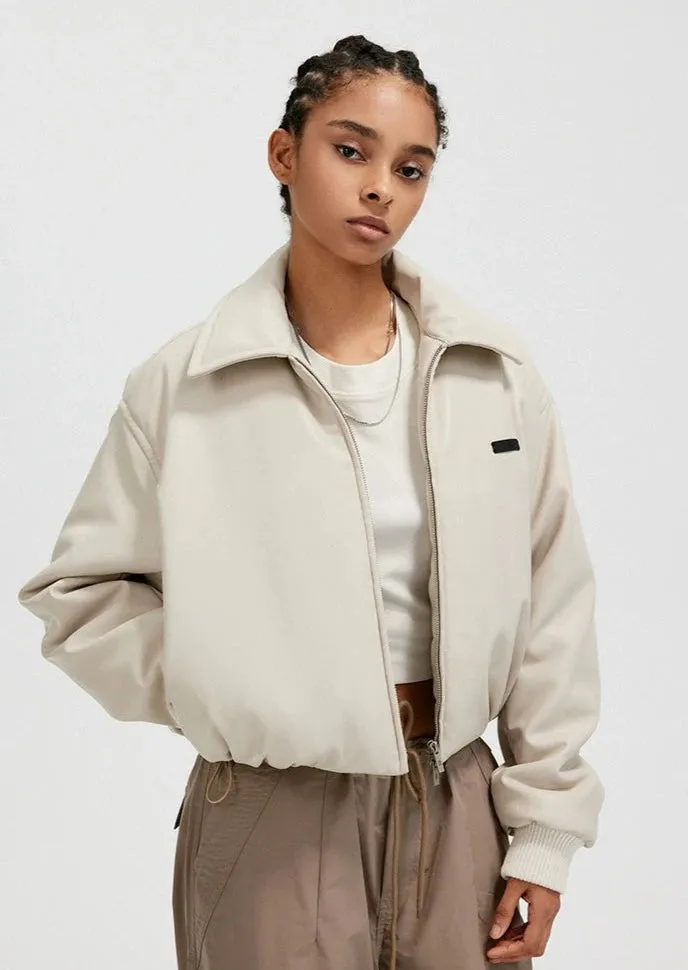 Cropped PU Leather Women Jacket