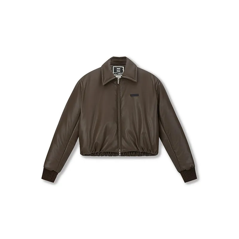 Cropped PU Leather Women Jacket