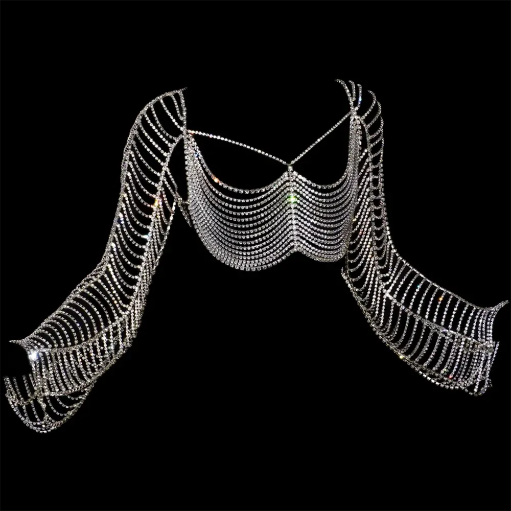 Crystal Long Sleeve Top Body Chain Jewellery