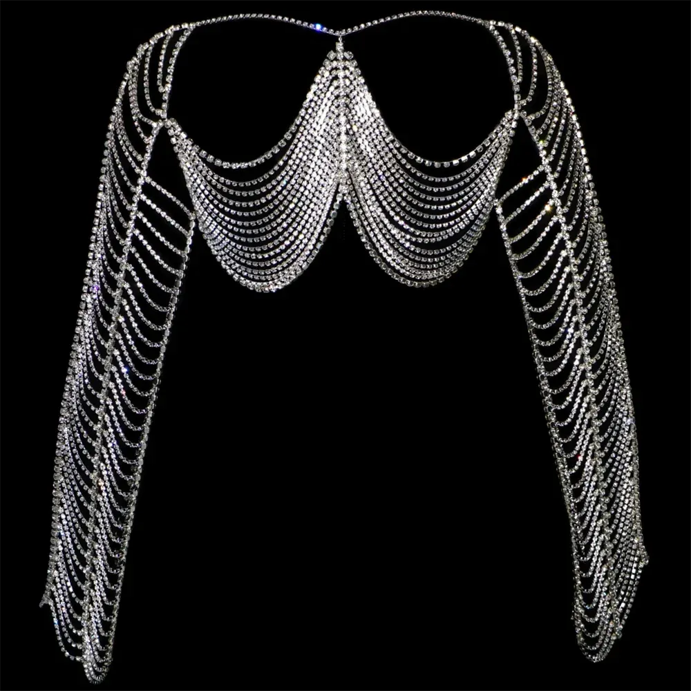 Crystal Long Sleeve Top Body Chain Jewellery