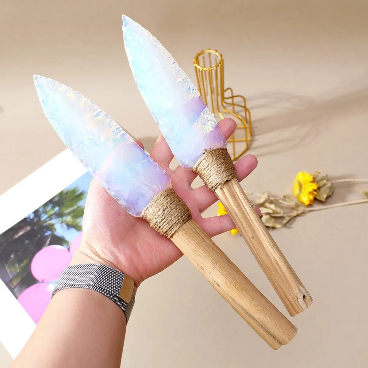 Crystal Opal Dagger Natural Stone Altar Knife