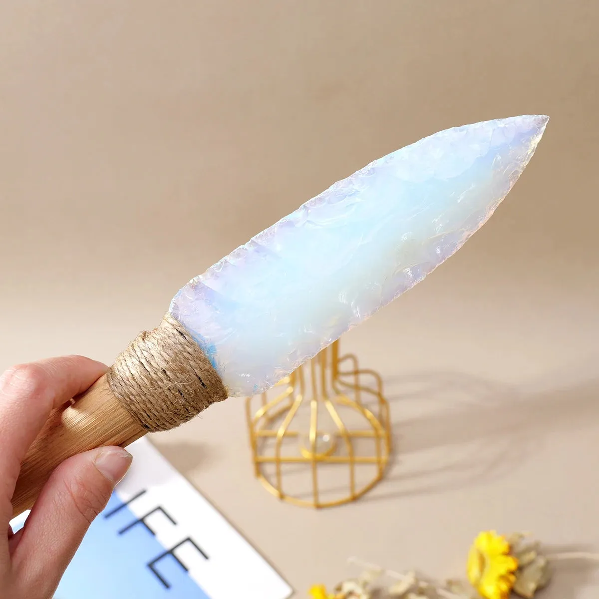 Crystal Opal Dagger Natural Stone Altar Knife