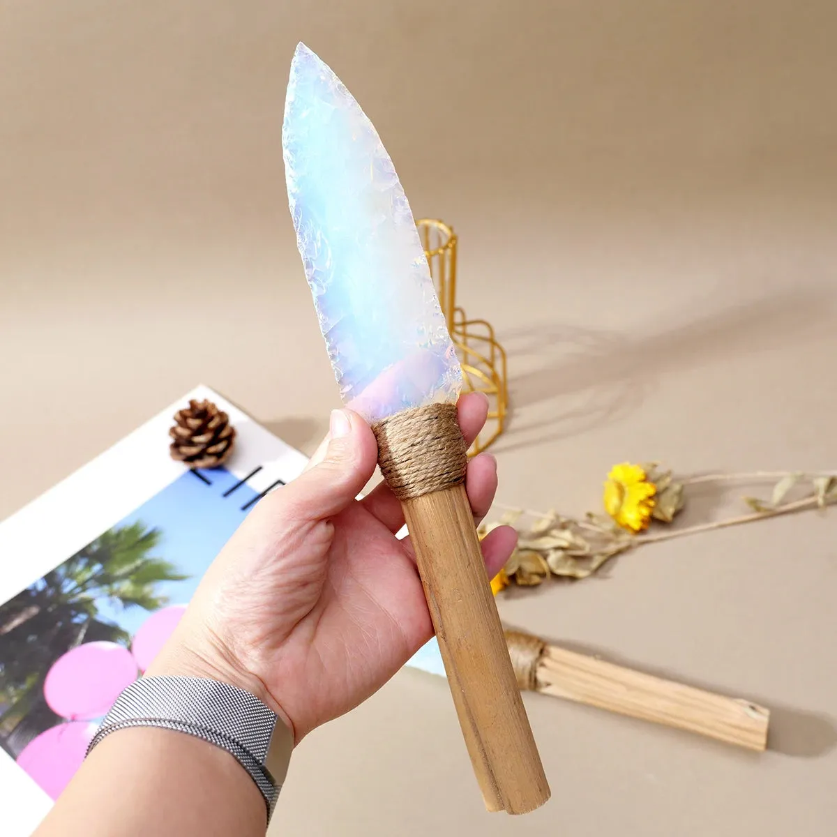 Crystal Opal Dagger Natural Stone Altar Knife