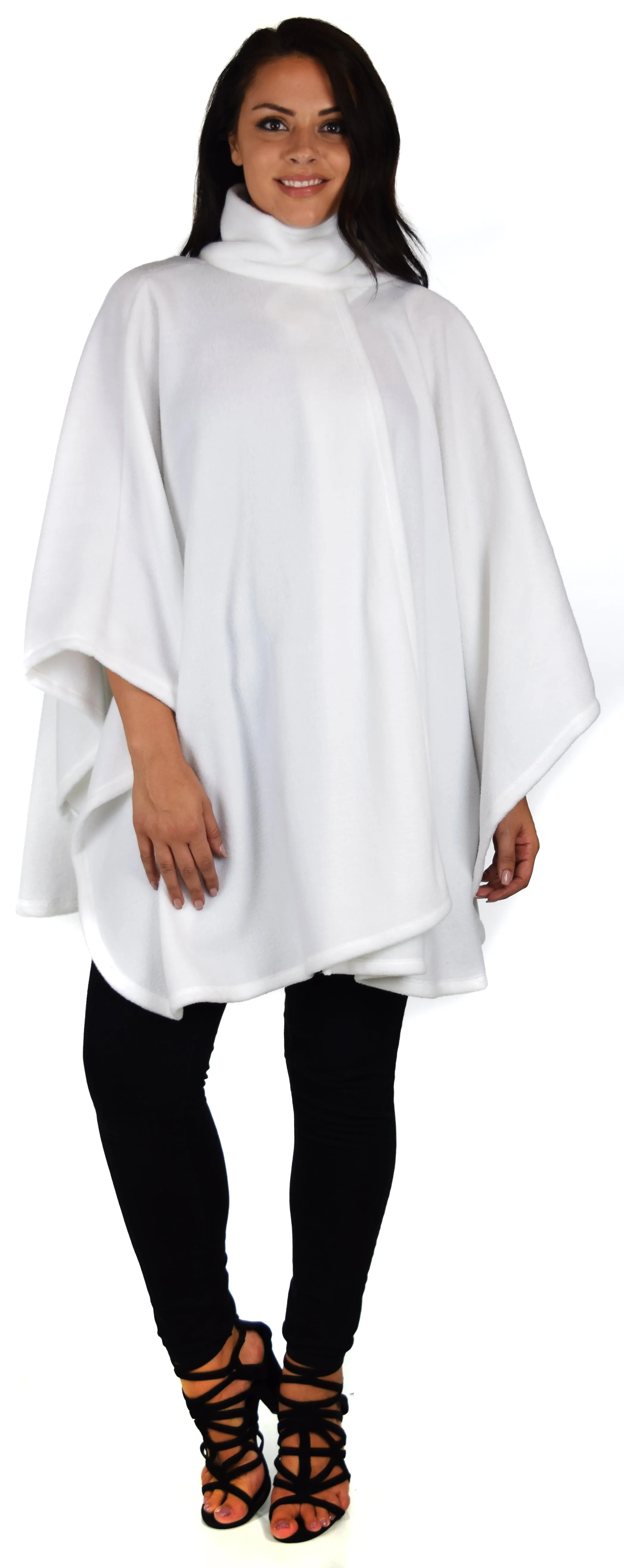 Dare2bStylish Women Poncho Style Fleece Cover Up with Muffler