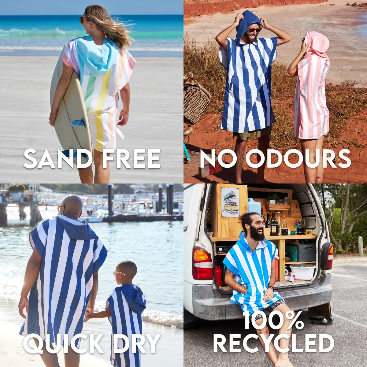 Dock & Bay Poncho Adults - Whitsunday Blue - Customized Embroidery Personalized for You
