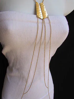 Double Metal Plate Classic Gold Metal Body Chain