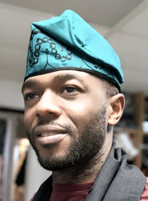 Dupsie's Zula Emerald Green Adebo Kufi Fila Hat with Unique Black Embroidery DPGB100H