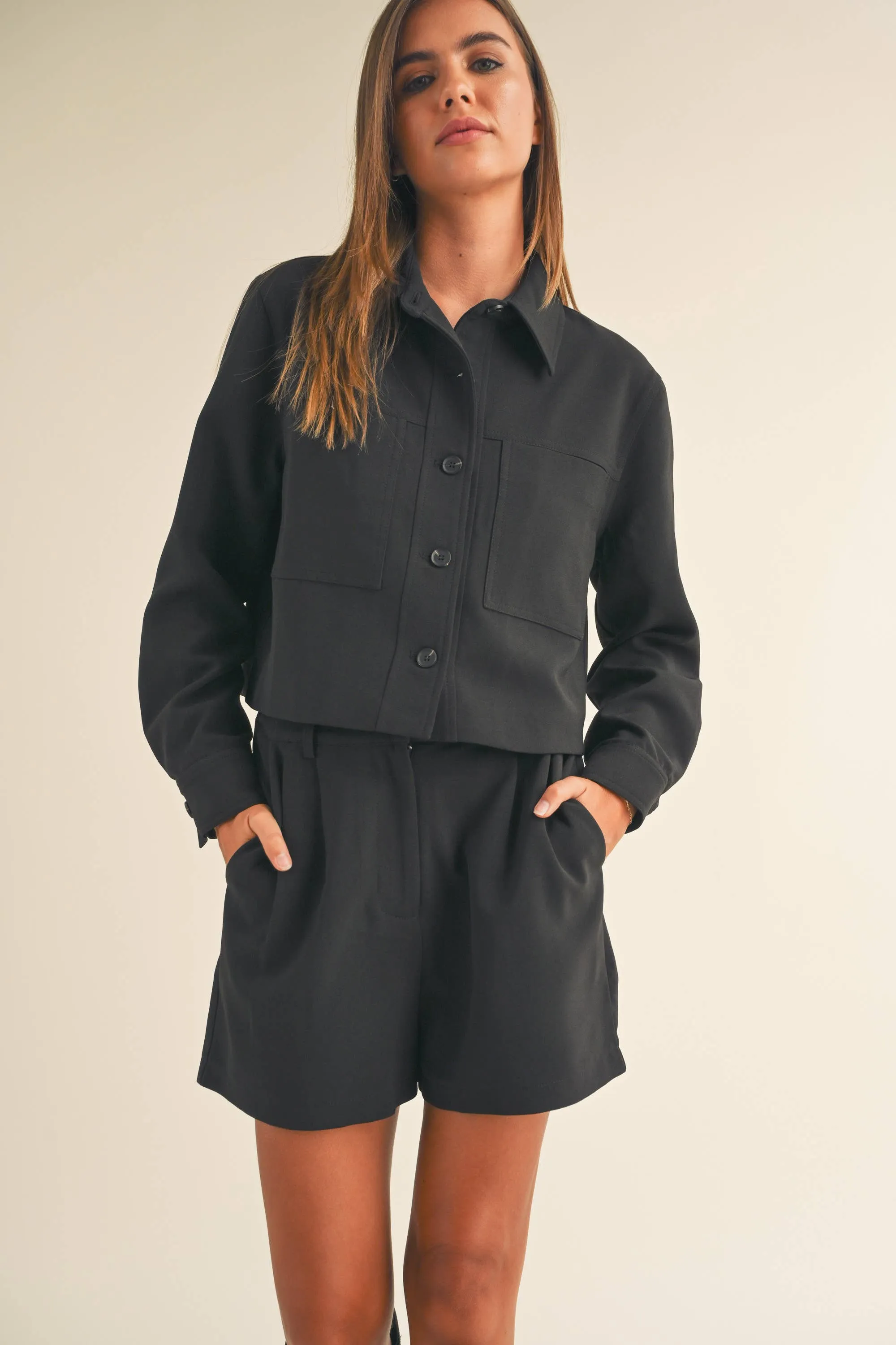 Front Pocket Cropped Jacket