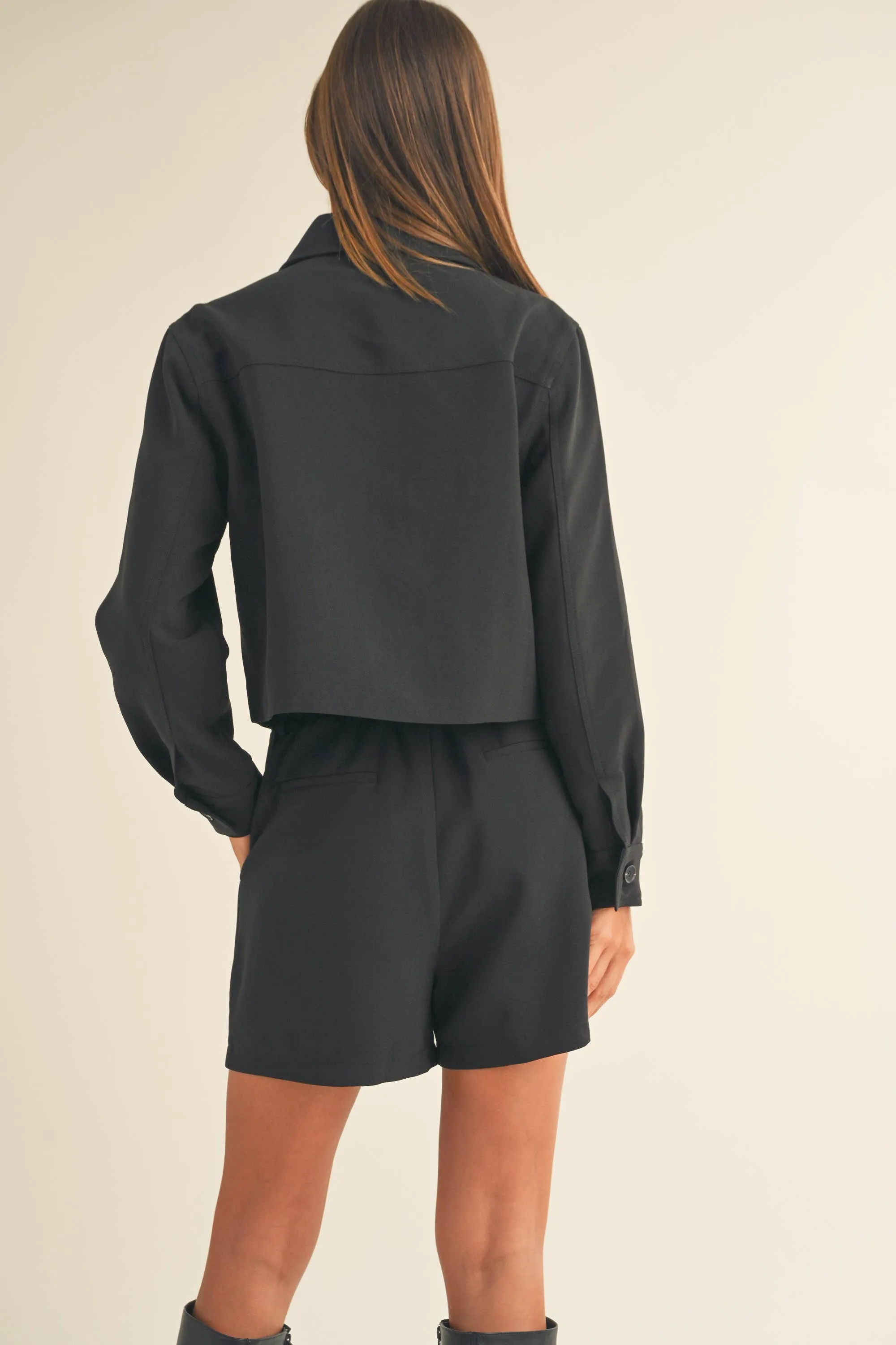 Front Pocket Cropped Jacket