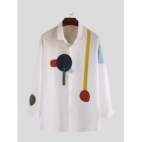 Funny Abstract Color Block Patchwork Shirt
