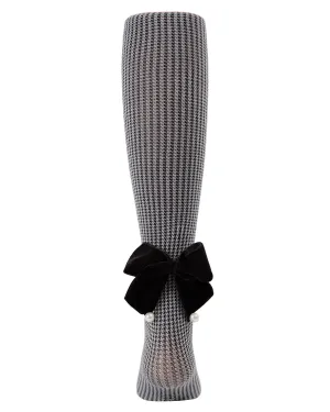 Girls' Herringbone Bow Back Tights