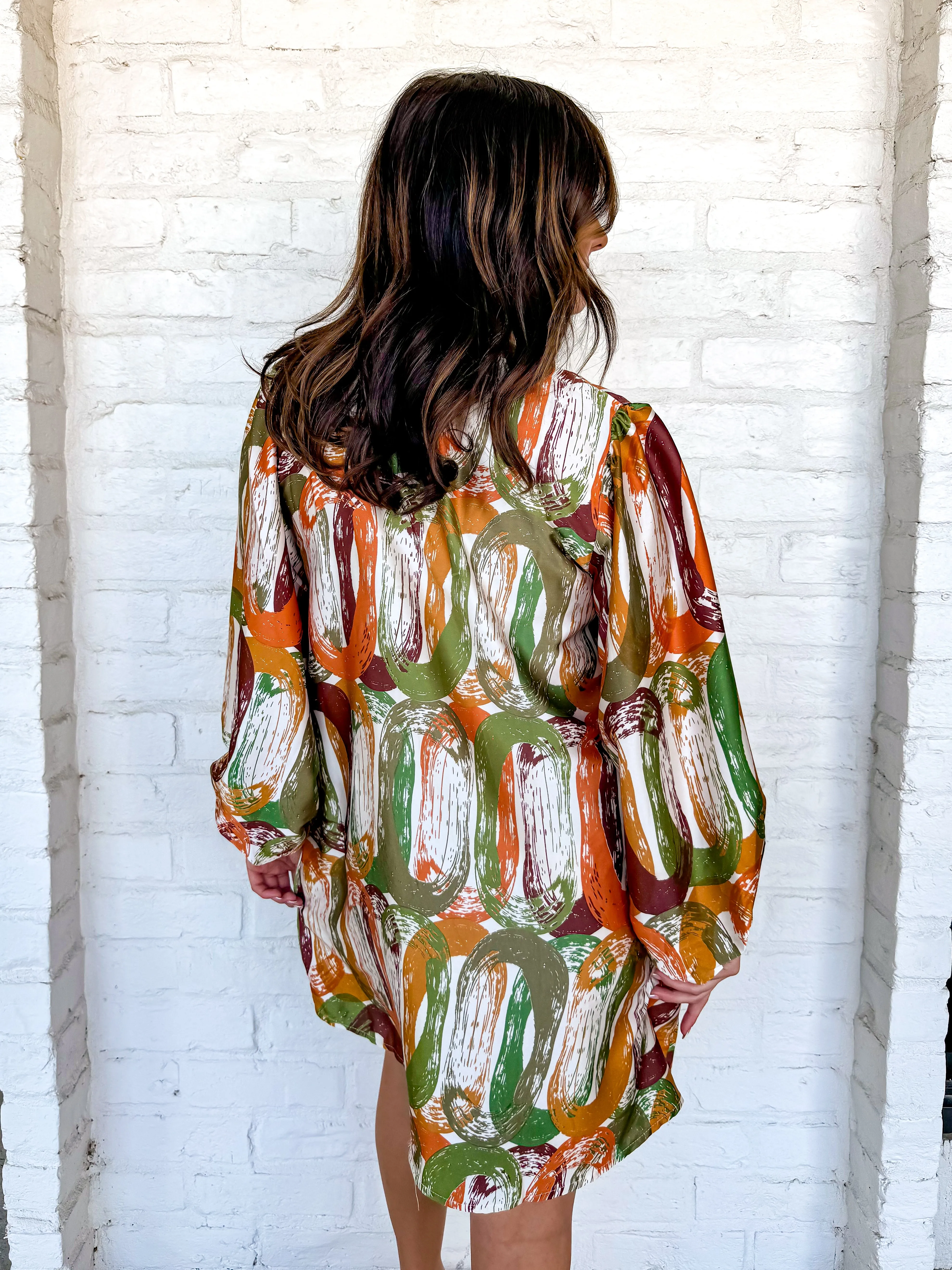Give In Dress Rust/Olive