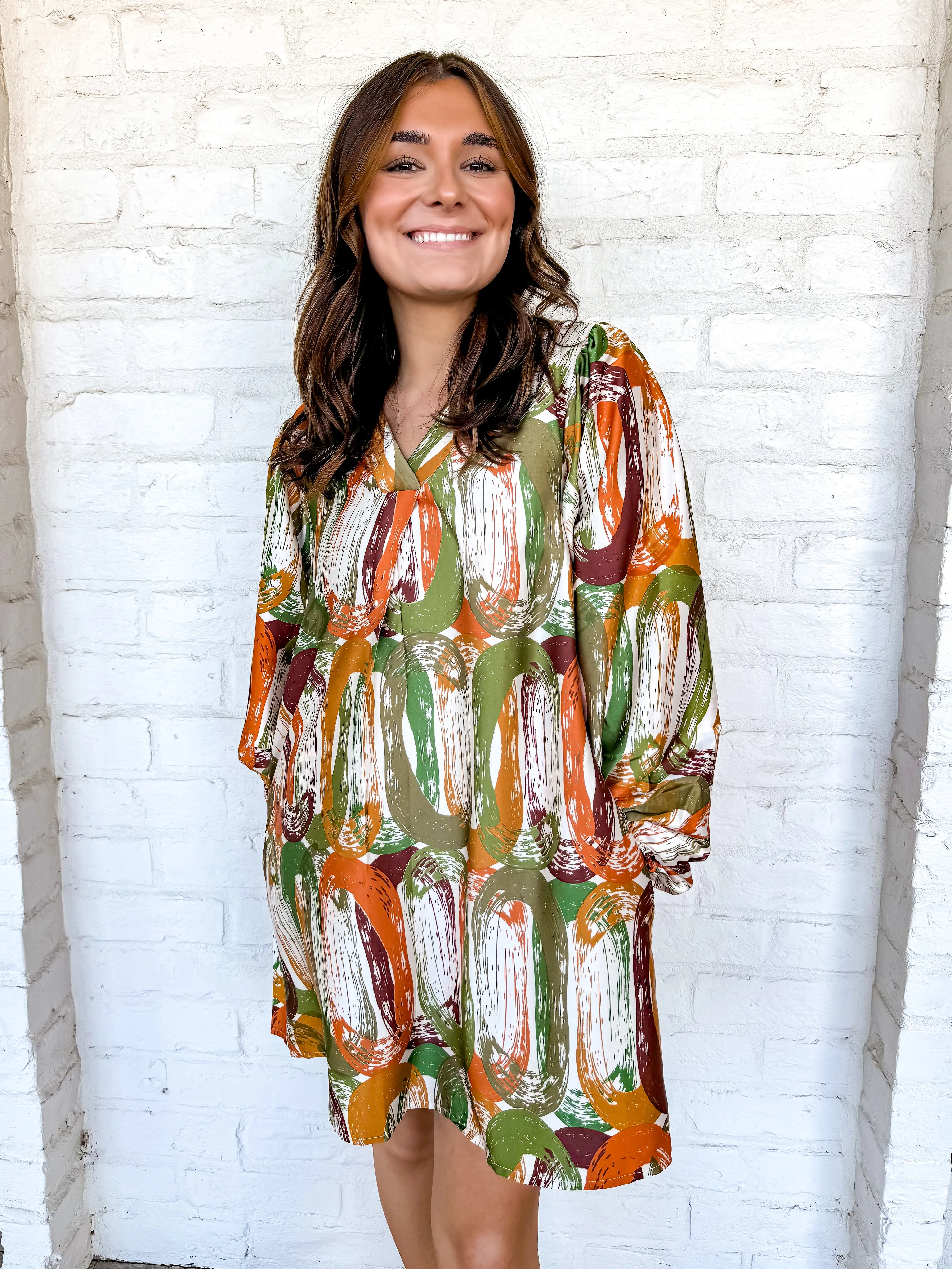 Give In Dress Rust/Olive