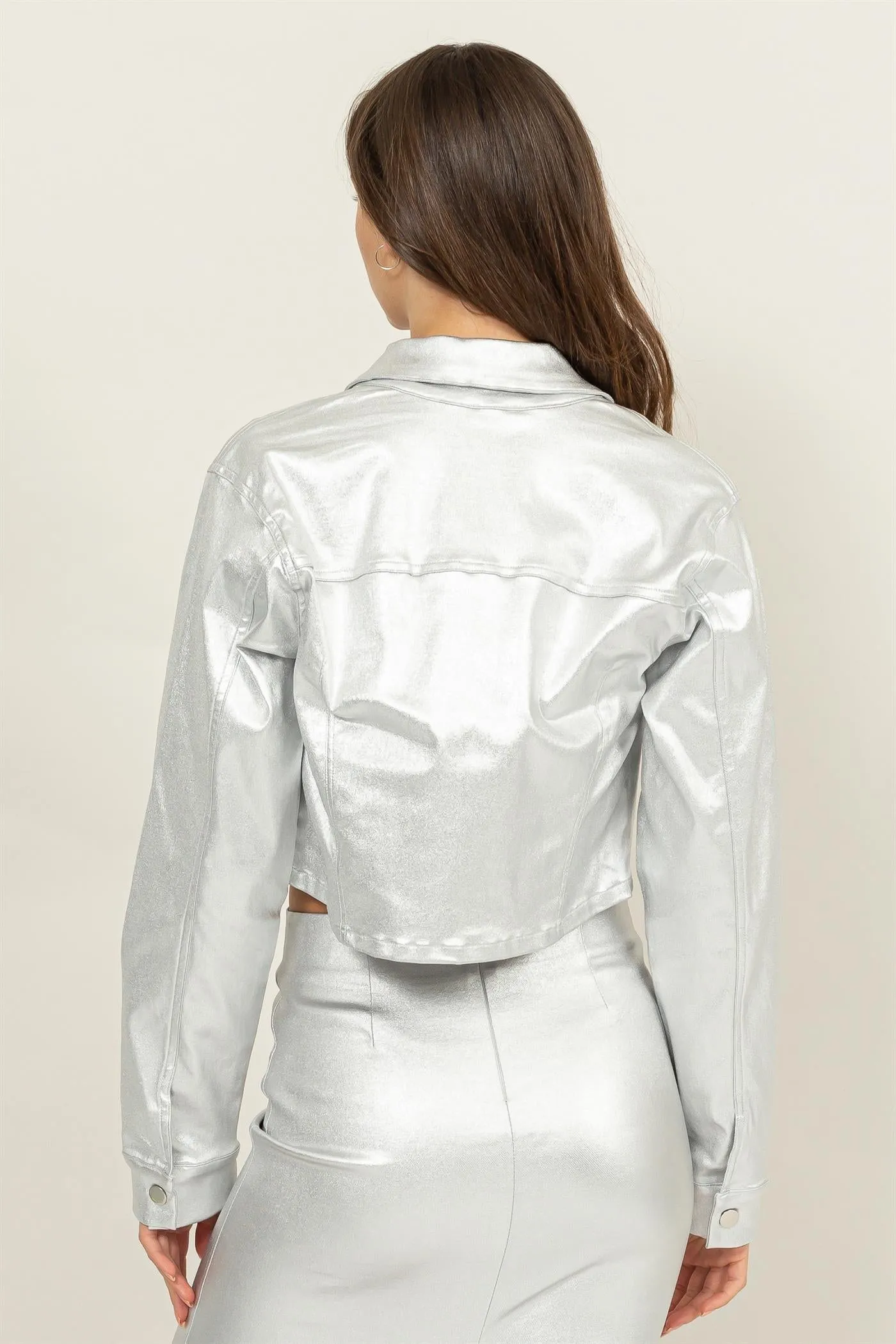HF24E216-CROPPED METALLIC JACKET