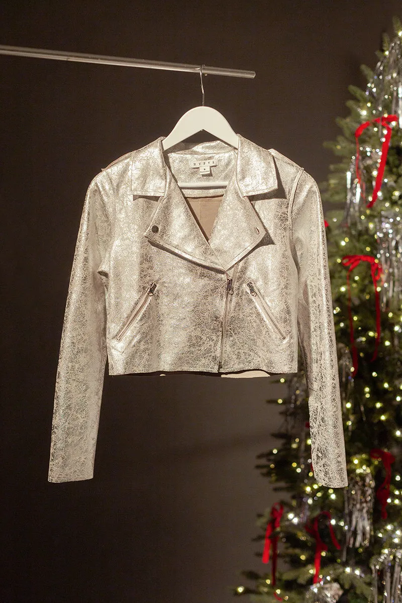 HF24E216-CROPPED METALLIC JACKET