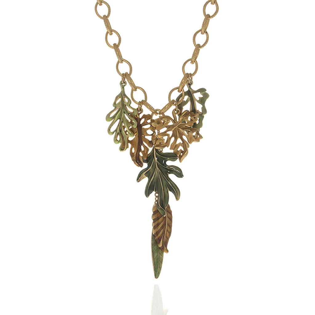 Jeweled Foliage Multi-color 16" Necklace