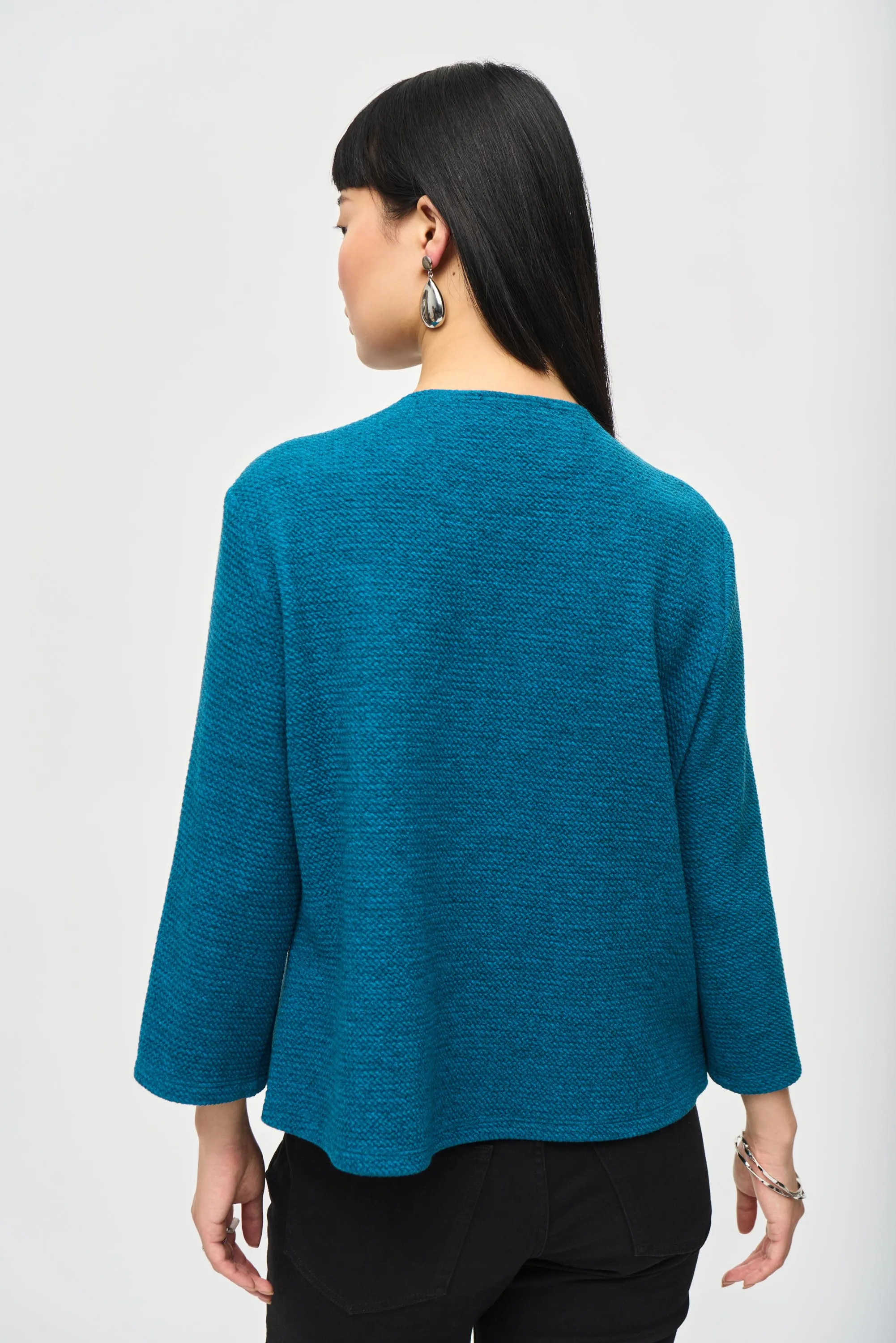 J.R 243094 Jacquard Sweater Knit Fitted Jacket