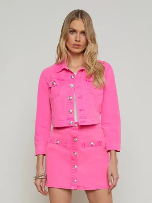 La1914 Hot Pink Cropped Denim Jacket