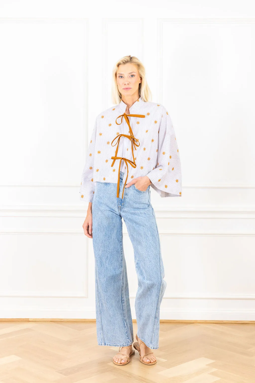 Latte Eyelet Cropped Jacket