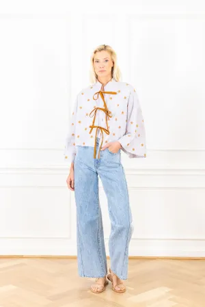 Latte Eyelet Cropped Jacket