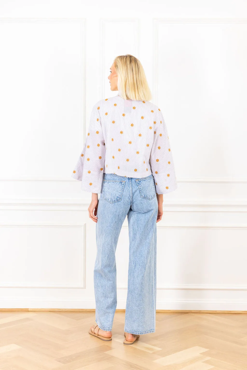 Latte Eyelet Cropped Jacket