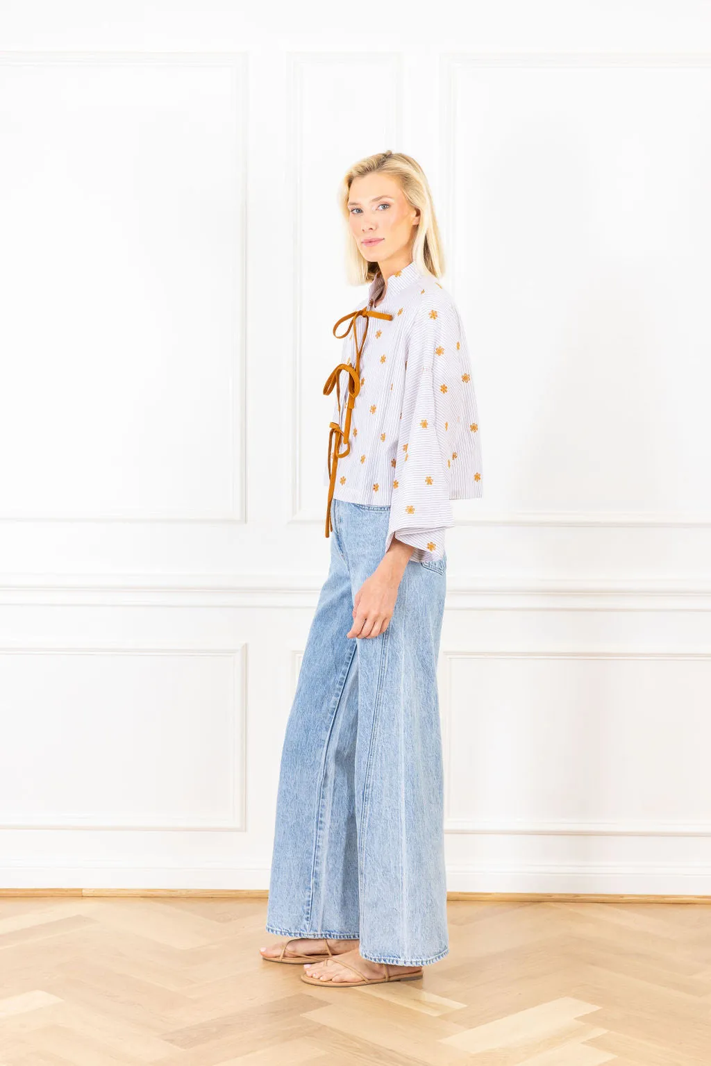 Latte Eyelet Cropped Jacket