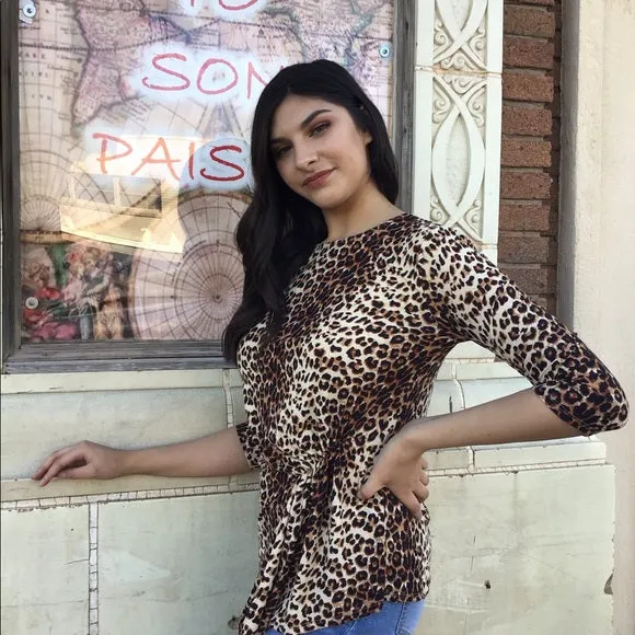 Leopard Fitted Design Long Sleeve  Top