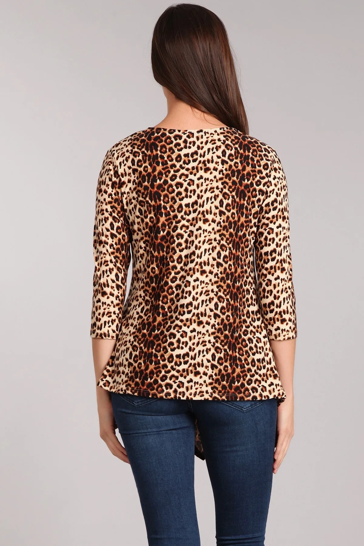 Leopard Fitted Design Long Sleeve  Top