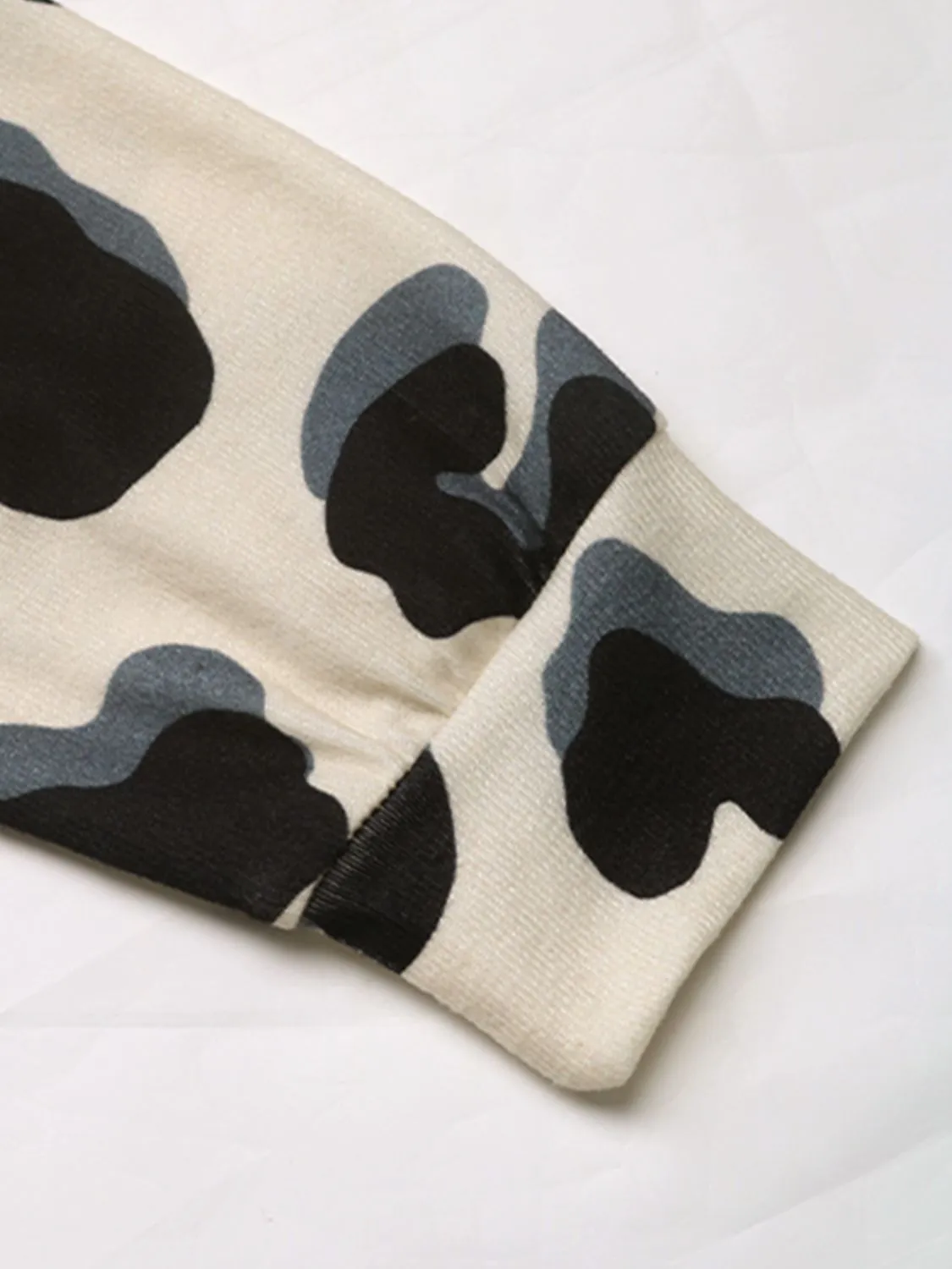 Leopard Print Drawstring Faux Layered Long Sleeve Hoodie