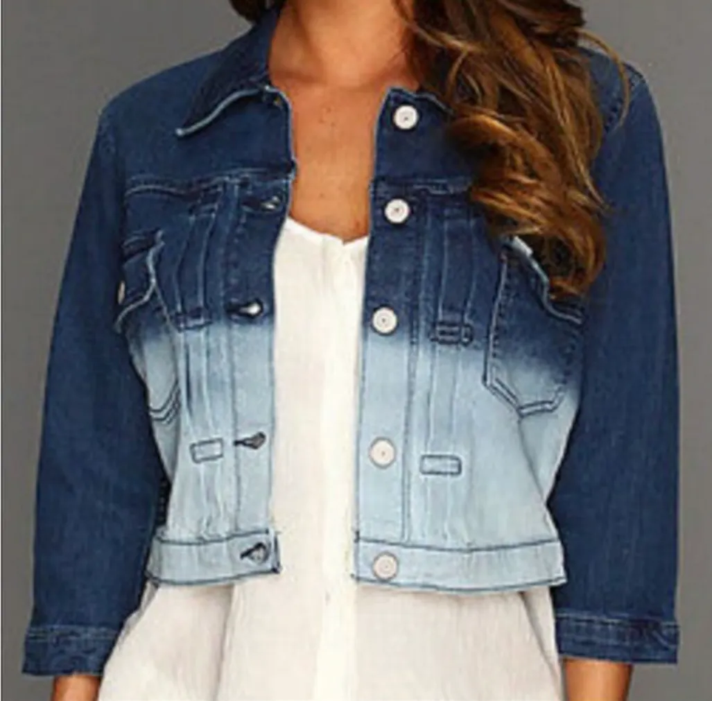 Levis Ombre Two Tone Dip Dye Denim Blue Trucker Jean Jacket