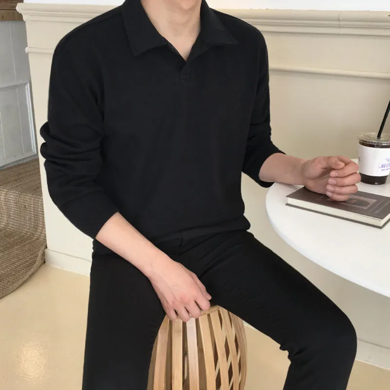 Long Sleeve Lapel T-shirt for Men