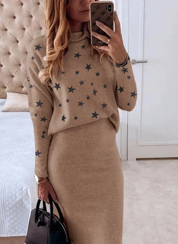 Luna Women's Long Sleeve Turtleneck Print Suit