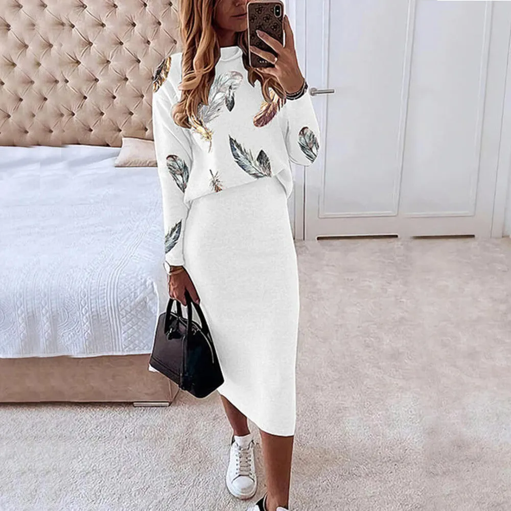 Luna Women's Long Sleeve Turtleneck Print Suit