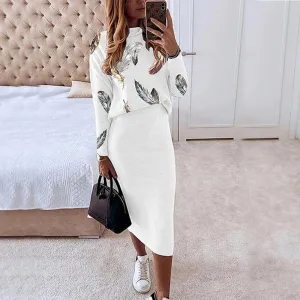 Luna Women's Long Sleeve Turtleneck Print Suit