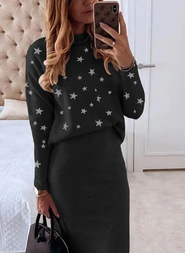Luna Women's Long Sleeve Turtleneck Print Suit