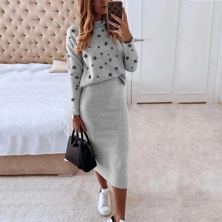 Luna Women's Long Sleeve Turtleneck Print Suit