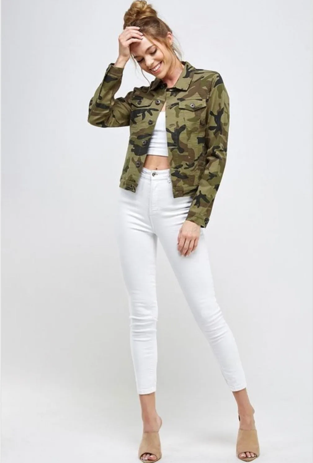 Nadia Cropped Camo Jacket