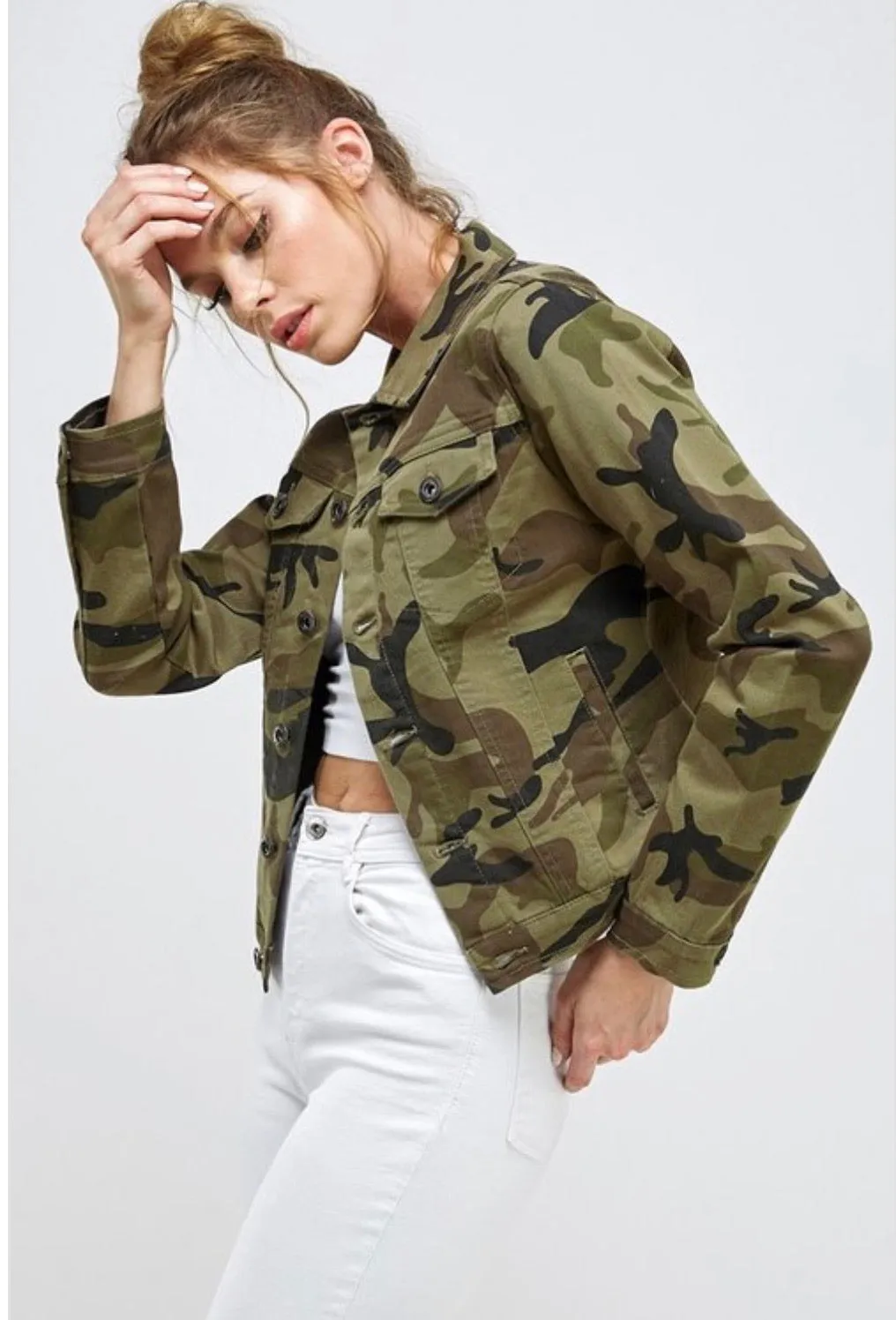 Nadia Cropped Camo Jacket