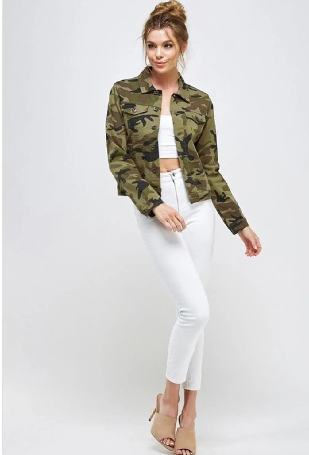 Nadia Cropped Camo Jacket