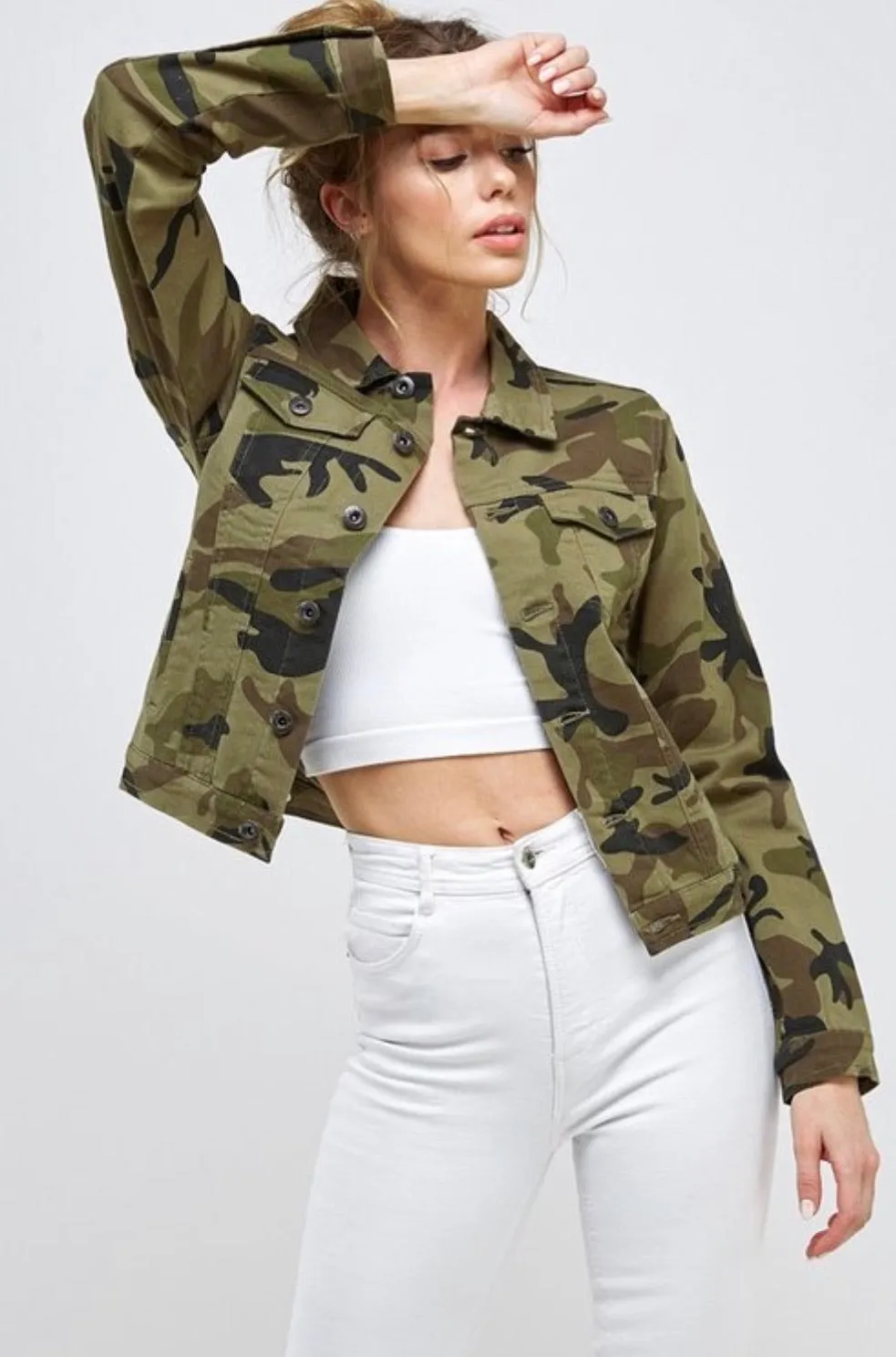 Nadia Cropped Camo Jacket