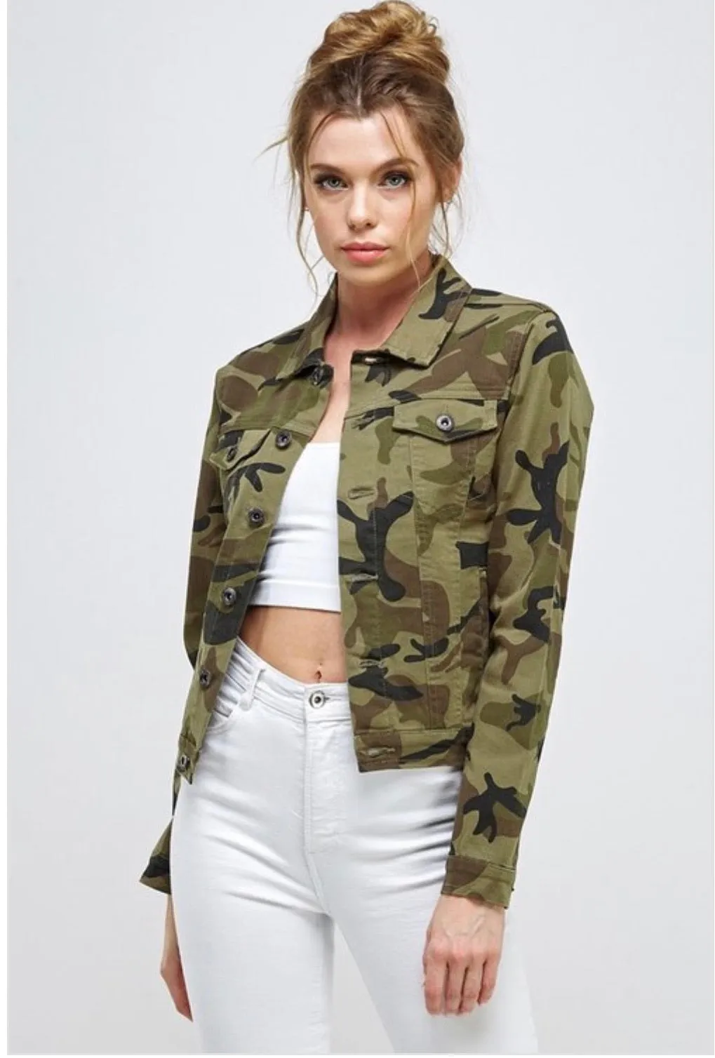 Nadia Cropped Camo Jacket