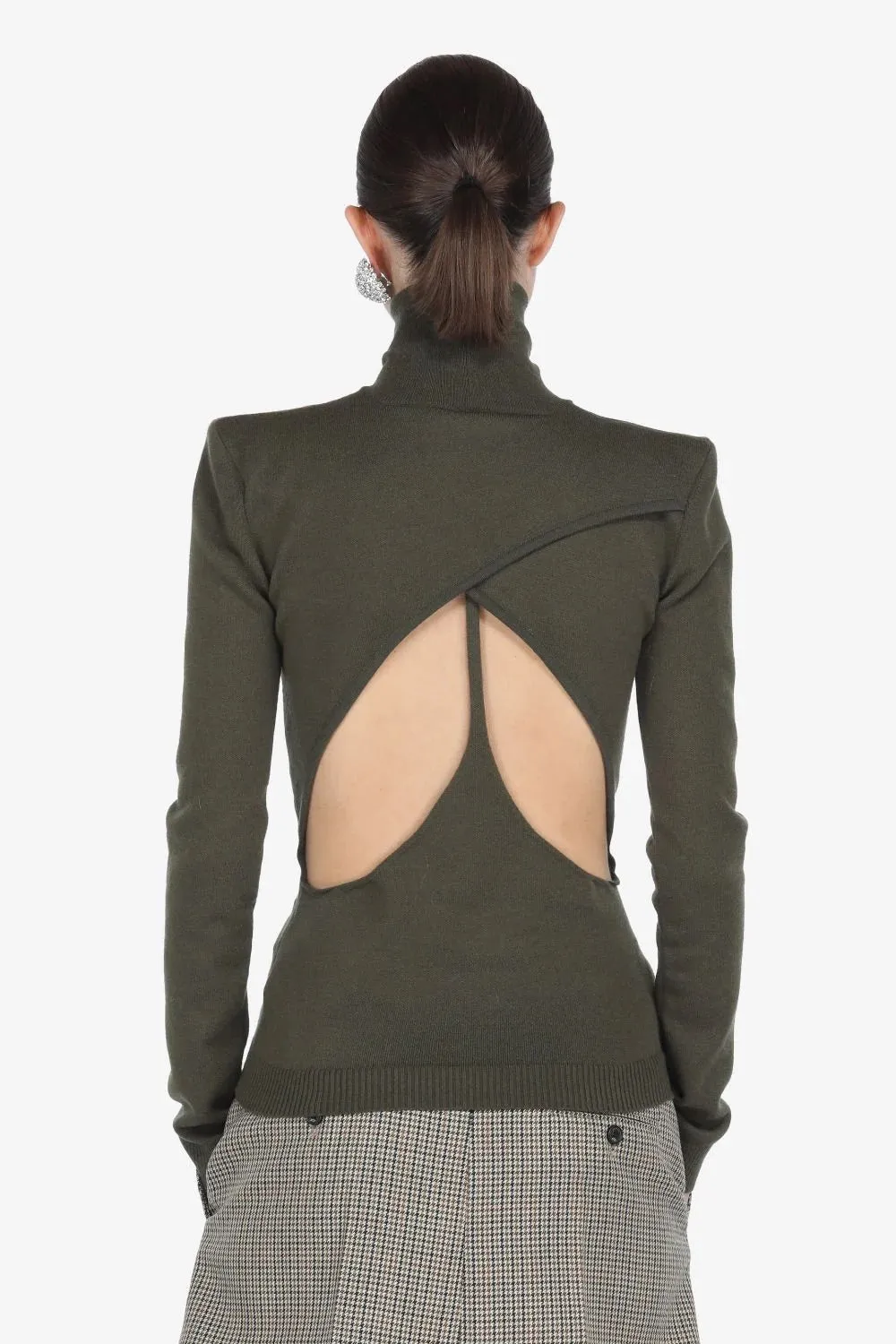 No. 21 - Open Back Turtleneck: Dark Green