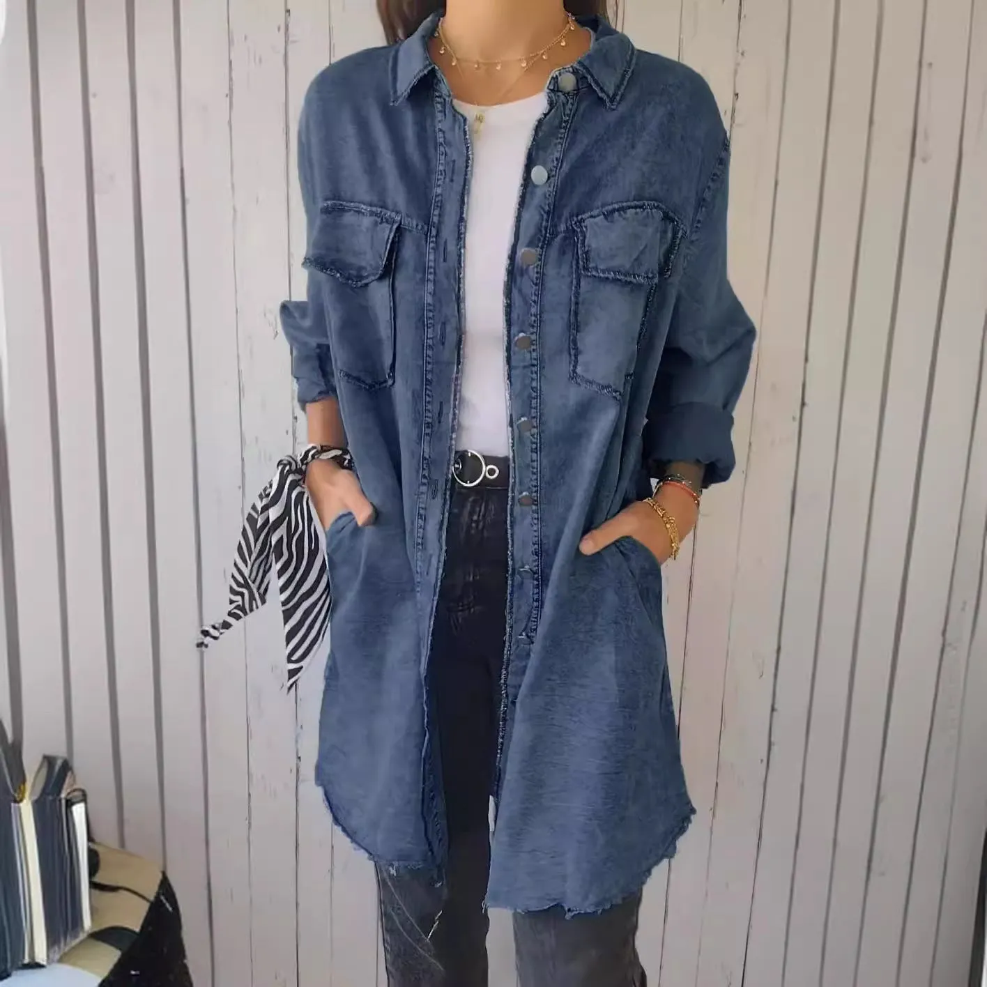 Nukty-shop men’s fall fashion Ins Street Style Autumn Fashion Loose Lapel Women's Denim Coat
