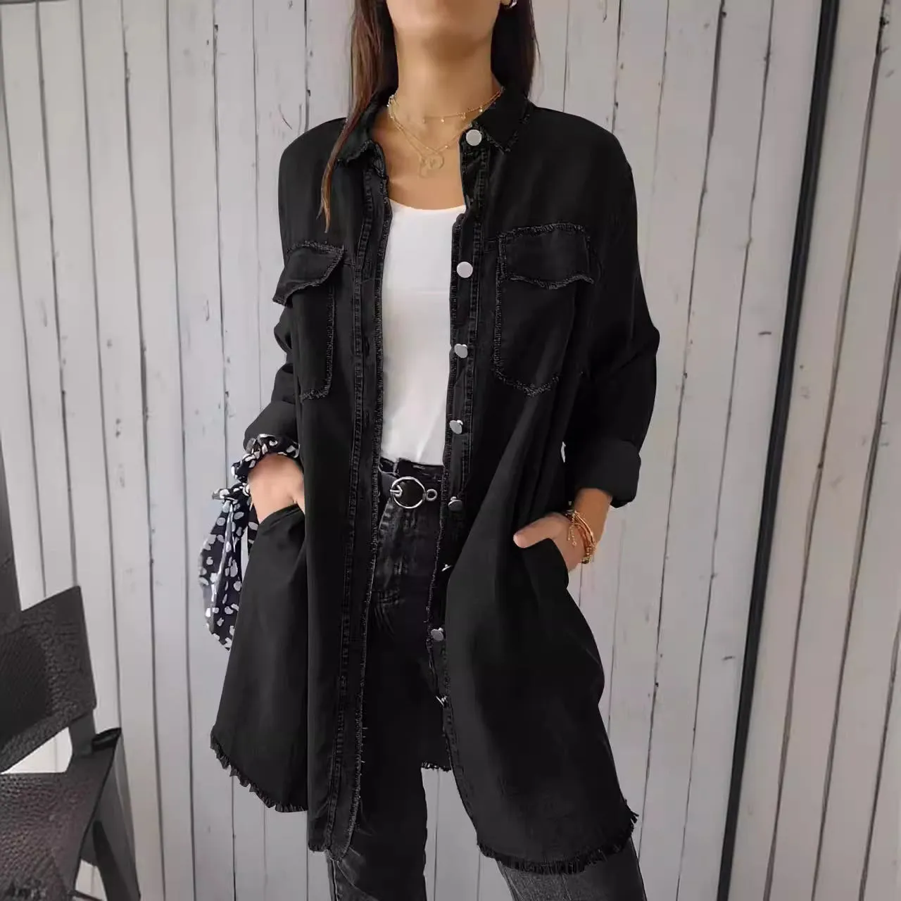 Nukty-shop men’s fall fashion Ins Street Style Autumn Fashion Loose Lapel Women's Denim Coat