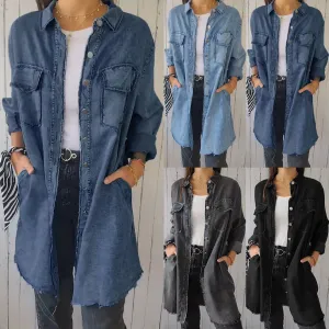 Nukty-shop men’s fall fashion Ins Street Style Autumn Fashion Loose Lapel Women's Denim Coat
